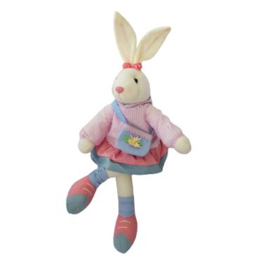 Imagem de Coelha Com Vestido Rosa E Bolsinha Azul 60 Cm