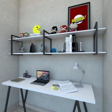 Imagem de Prateleira Industrial Lavanderia Branco Suporte Prateleira Industrial Suporte Prateleira Parede