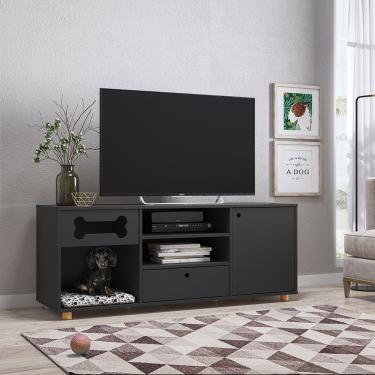 Imagem de Rack Pet Roxy Retrô Preto Ac Tv Até 55 Polegadas - Olivar Móveis