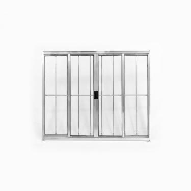 Imagem de Janela Alumínio De Correr 120x200cm 4 Folhas Com Grade Plus Lux Esquadrias Natural