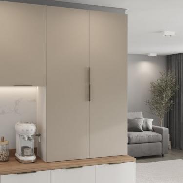 Imagem de Armário Aéreo 2 Portas 80x135cm Puxador 150cm Ipanema Cabecasa Madeiramadeira Fendi Trama/branco