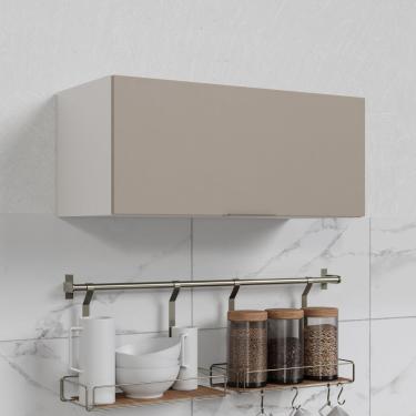 Imagem de Armário Aéreo Porta Basculante 80cm Puxador 150cm Ipanema Cabecasa Madeiramadeira Fendi Trama/branco