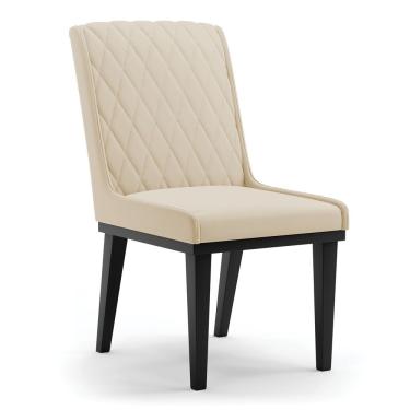 Imagem de Cadeira Sala De Jantar Base Madeira Preto Sofia Suede Bege D03 - D'rossi