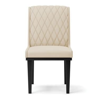 Imagem de Cadeira Sala De Jantar Base Madeira Preto Kit 4 Sofia Suede D03 - D'rossi Cor Bege