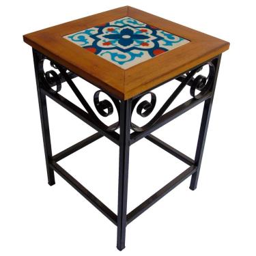 Imagem de Banco De Ferro E Madeira Rústico Com Ladrilho Hidráulico Azulejo Ladrilho A2