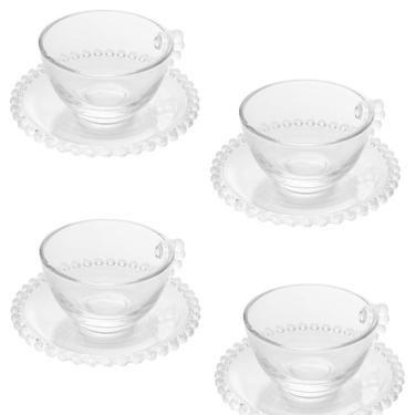 Imagem de Conjunto 4 Xícaras De Chá Com Pires Pearl Wolff 180 Ml Transparente