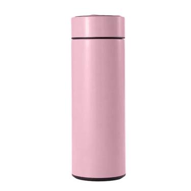 Imagem de Garrafa Térmica Inteligente De Inox 500ml Tampa C-sensor De Temperatura Led água Café Chá Rosa Bebe