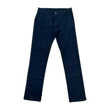 Imagem de Calça Sarja Adulto Masculina Com Bolso Embutido - Olv Jeans, Azul mari