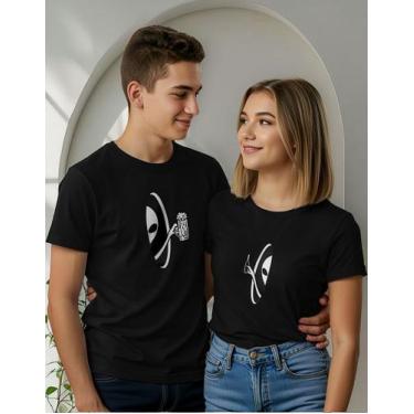 Imagem de T-shirt Para Casal Aliens E Cerveja, Básica 100% Algodão - Lobo Sete, 