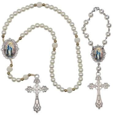 Imagem de Terco de Oraçao de Luxo com Terco de Carro Nossa Senhora das Graças Qu