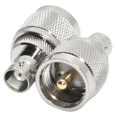 Imagem de Adaptador coaxial BNC UHF RF, adaptador BNC fêmea para conector macho UHF, 2 peças