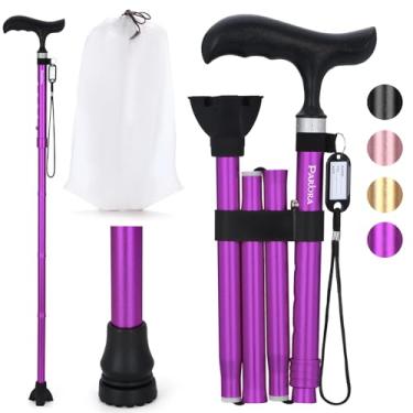 Imagem de Parlora Bengala Dobrável Para Mulheres/Homens - Leve, Ajustável, Idosos E Adultos, Auxílio Mobilidade Equilíbrio Com Ponta Antiderrapante, Compacta Viagens Uso Diário (Roxa)