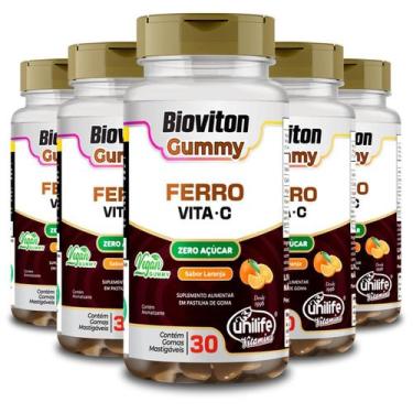 Imagem de Kit 5 Gummy Ferro + Vitamina C Laranja Unilife 30 Gomas