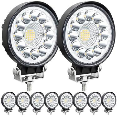 Imagem de SAN YOUNG Luzes Redondas De Led Off-Road, 4" 12V 24V, Trabalho Para Trator, 120W 10000Lm, Direção Off-Road Caminhão, Quadriciclo, Utv, Rv, Otr, Barco, Picape, Carrinho Golfe, 10 Peças