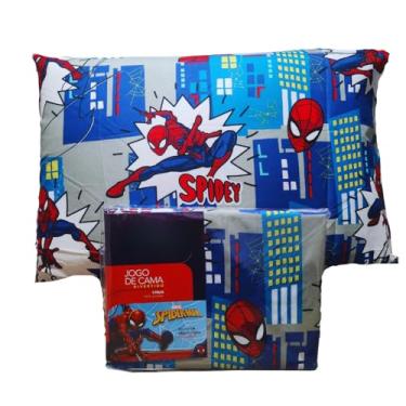 Imagem de Jogo de Cama Microfibra Solteiro Estampado Spider Man 1,40 m x 2,20 m Com 3 peça