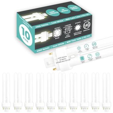 Imagem de GoodBulb Lâmpadas Fluorescentes Compactas De 18 Watts, 4 Pinos, Base G24Q-2, 4100K, Branco Frio, W, Alto Rendimento, 1200 Lúmens, Tubo Duplo, Plug-In, Pacote Com 10