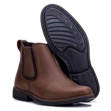 Imagem de Botina Vaquejada Couro Nobre Forrada Solado Em Gel - SBL, Café, 39