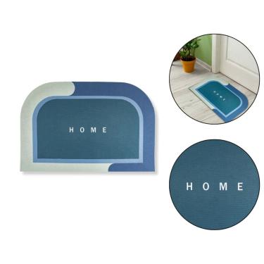 Imagem de Tapete Reto Home Azul Casa Apto Antiderrapante Emborrachado