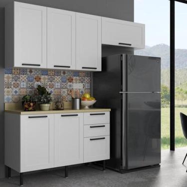 Imagem de Cozinha Americana 200cm 4 Peças, 6 Portas e 3 Gavetas - Tecno Mobili