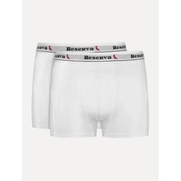 Imagem de Cueca Reserva Masculina Boxer Basic Logo Branca Pack 2UN, M/M