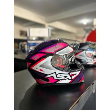 Imagem de Capacete ASX com óculos Eagle Fast V Pro Moto Fechado Rosa/Violeta