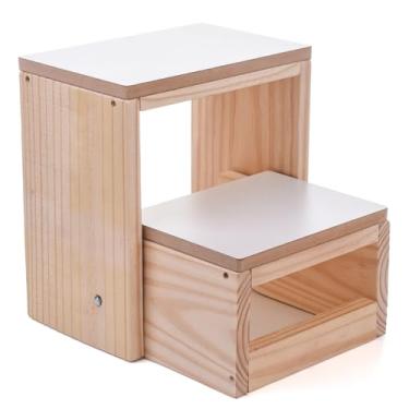 Imagem de Escada Escadinha 2 Degraus Maca Banquinho Banqueta Dobrável Infantil Montessoriana Auxiliar Criança (Branco)