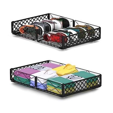 Imagem de NADAMOO Armazenamento sob a cama com rodas, pacote com 2 recipientes de armazenamento sob a cama, caixas organizadoras dobráveis de metal sob a cama para roupas de quarto, cobertores