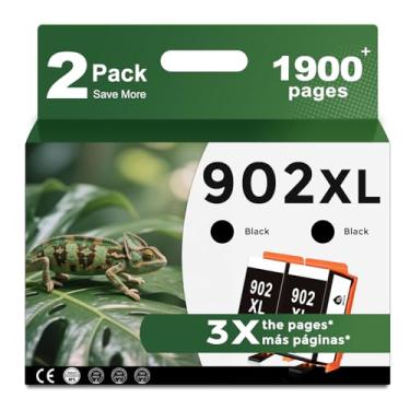 Imagem de Cartuchos de tinta pretos 902XL para impressoras HP compatíveis com HP 902 cartuchos de tinta XL (2 pretos) Funciona para OfficeJet Pro 6978 6958 6968 6962 OfficeJet 6970 6975 6960 6950 6954 6951 6956