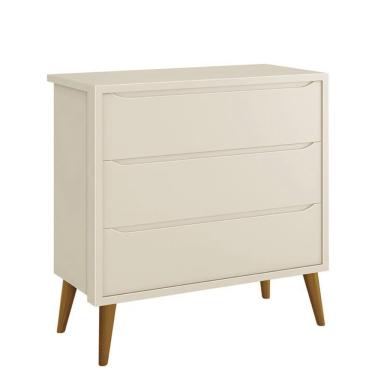 Imagem de Cômoda Infantil 3 Gavetas Theo Retrô com Pés Amadeirado - Reller Móveis Areia Fosco