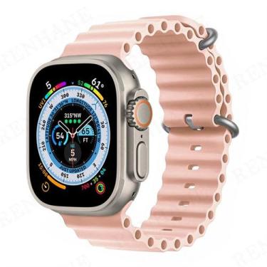 Imagem de Pulseira Rosa Areia 42/44/45/49mm Oceano Silicone Compatível Relógio S