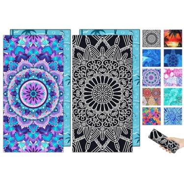 Imagem de 2 pacotes de toalhas de praia de microfibra à prova de areia para adultos – secagem rápida rápida acessórios de praia grandes para viagens, natação, piscina, ioga, acampamento, cobertor essencial