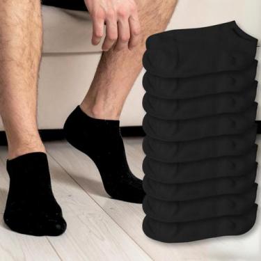Imagem de Kit 9 Meia Soquete Masculina Curta Cano Baixo Branca e Preta - Rupee, 