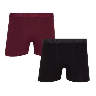 Imagem de Kit Lupo com 2 Cuecas Boxer Algodão - 784-088, P, Preto, Vinho