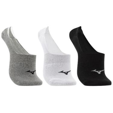 Imagem de Meia Cano Invisível Mizuno Basic Tam. 33-38 Pacote Com 3 Pares, Cinza,
