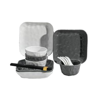 Imagem de Conjunto de pratos requintados práticos de cerâmica simples resistente a altas temperaturas para 4 pessoas (prato quadrado) nórdico vento doméstico