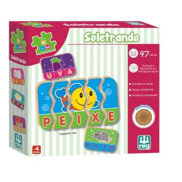 Imagem de Jogo Educativo 3 Anos Madeira Soletrando Palavras 47 Peças Nig Brinque