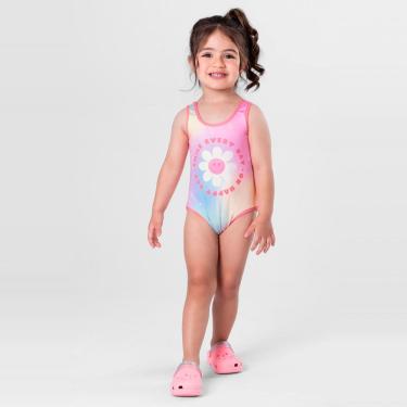 Imagem de Maiô Infantil Menina Malha Uv Rosa Brandili
