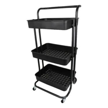Imagem de Carrinho Organizador Multi-uso 3 Prateleiras Preto - Baccani