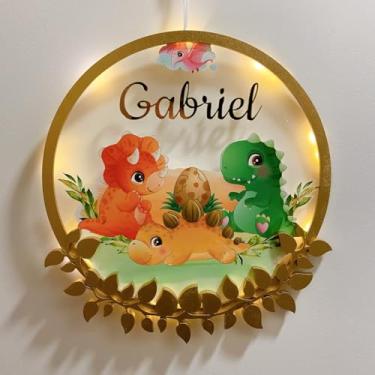 Imagem de Porta Maternidade Dinossauro Acrílico e Espelho Led