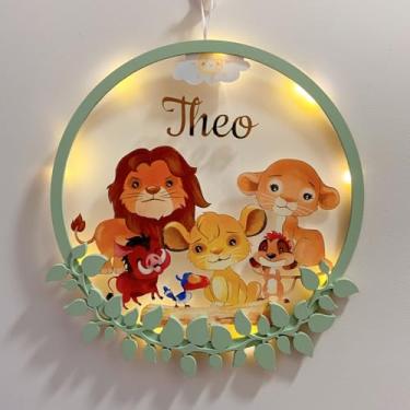 Imagem de Porta Maternidade Rei Leão Acrílico e Espelho Led