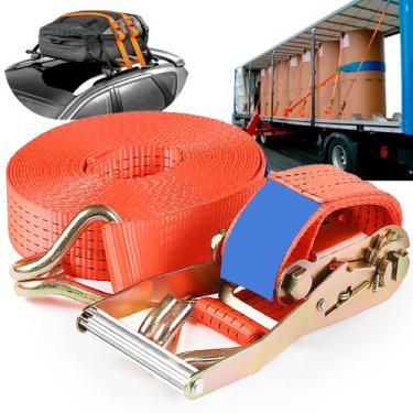 Imagem de Kit 5 Peças Cinta De Amarrar Carga De Caminhão 5 Ton 50mm Rabicho J Re