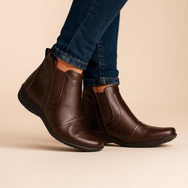 Imagem de Bota Coturno Casual Feminina Cano Curto Baixo Médio Confortável Macia 