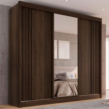 Imagem de Guarda-Roupa Casal Grécia 3 Portas 4 Gavetas com Espelho Savana - Pnr Móveis