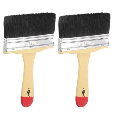 Imagem de HARFINGTON 2 pincéis de pintura pequenos 12,4 cm de tinta plana e lascas de cerdas naturais com cabo de madeira para pintura de arte faça você mesmo, móveis, cercas de armário, deck, parede, porta