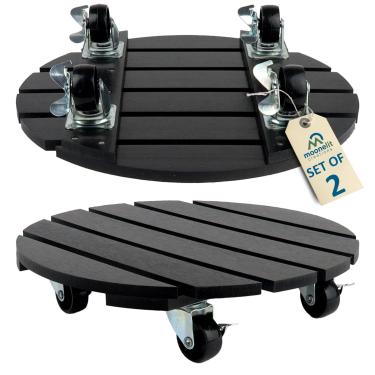 Imagem de MooneLit Creations Suporte de plantas EcoCycle de 30,5 cm, pacote com 2 – Feito de HDPE reciclado, carrinho de capacidade de 99,8 kg com rodas bloqueáveis de 360 graus para vasos de plantas e objetos