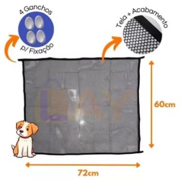 Imagem de Cerca Tela para Cachorros/Divisória para Portas Preto | Fácil Instalação | Ambientes Internos | Diversos Tamanhos | Leve e Prática | Segurança para Pets (PPP: 60cm x 72cm)