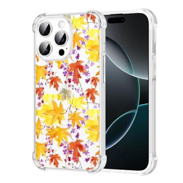 Imagem de RUMDEY Capa de telefone de outono para iPhone 16 Pro Max capa fofa transparente com folhas de outono 17.5 cm, estampa estética de Halloween capa à prova de choque TPU macio policarbonato rígido
