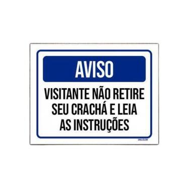 Imagem de Placa Sinalização - Aviso Visitante Não Retire Crachá 36X46