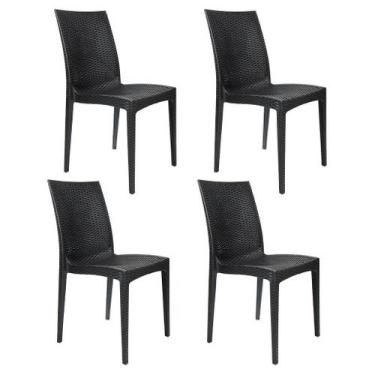Imagem de Kit 4 Cadeiras Rattan Polipropileno Mesa Jantar Cozinha Varanda Jardim
