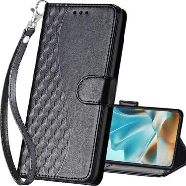 Imagem de Capa carteira para Motorola Moto Edge 2025, capa flip com suporte para mulheres e homens, capa de telefone de couro PU adequada para Moto Edge 60 Fusion/Edge 60 [Preto]